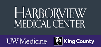 Harborview logo shows name of medical center and two organization the make up the facility