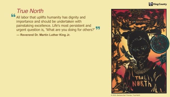 King County calendar artwork with a quote