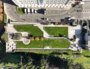 Birdseye view of View Park 1 parking garage, the proposed location for the new inpatient medical tower