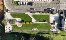 Birdseye view of View Park 1 parking garage, the proposed location for the new inpatient medical tower