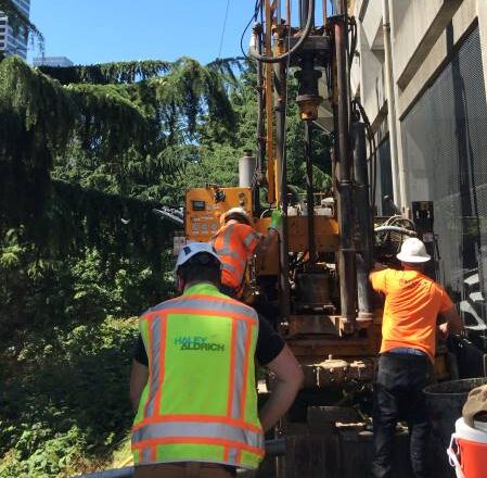 Drilling engineers drilling next to View Park 1