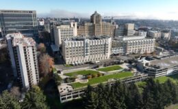 Aerial view of the Harborview Medical center campus from the northwest corner of the campus