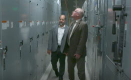 Ted Klainer and Tony Wright tour Harborview's infrastructure backend.